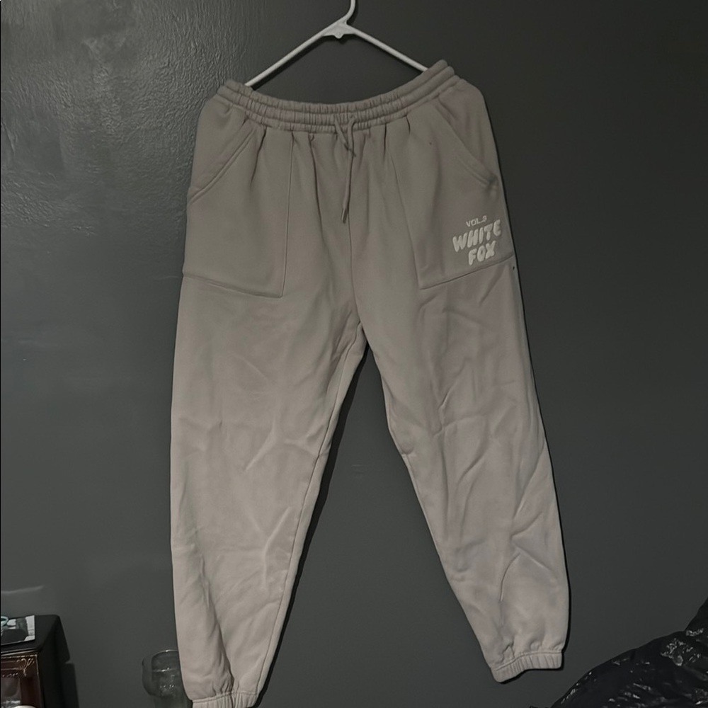 White Fox Boutique Tan Jogger Track Pants